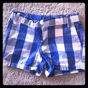Blue and white gingham girls shorts